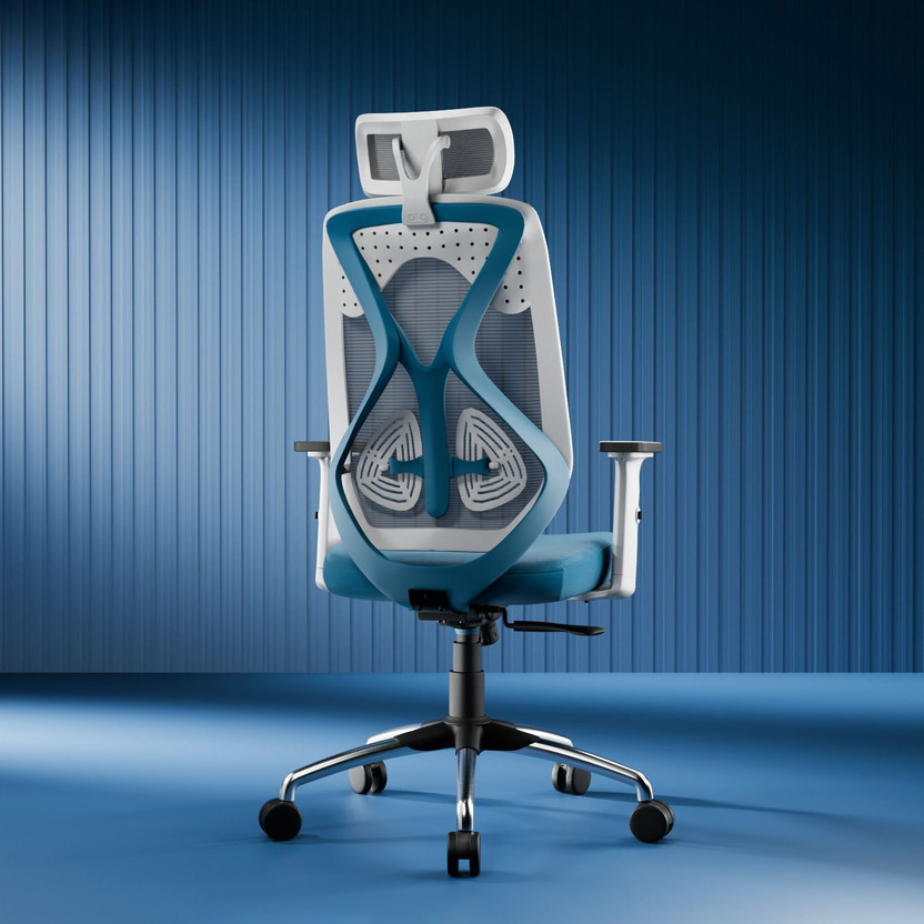 Vergo Transform Prime High Back Ergonomic Chair, 2D Armrests, Metal Base, Home, Gaming Mesh Office Adjustable Arm Chair(Blue, White, DIY(Do-It-Yourself))