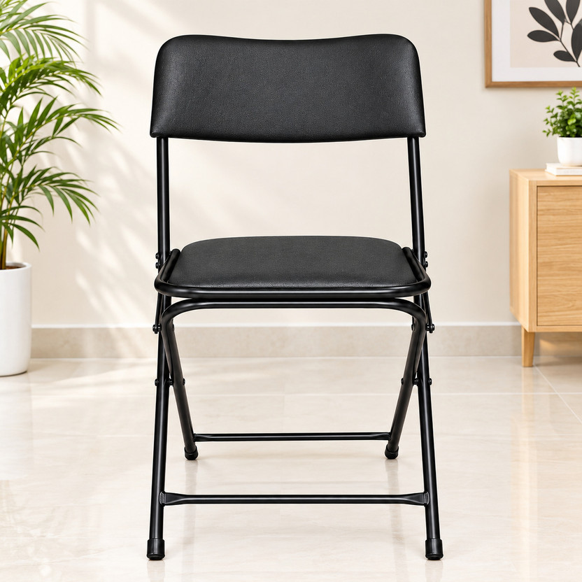 RELXY FOLD CHR Fabric, Leatherette Office Folding Chair(BLACK, Pre-assembled)