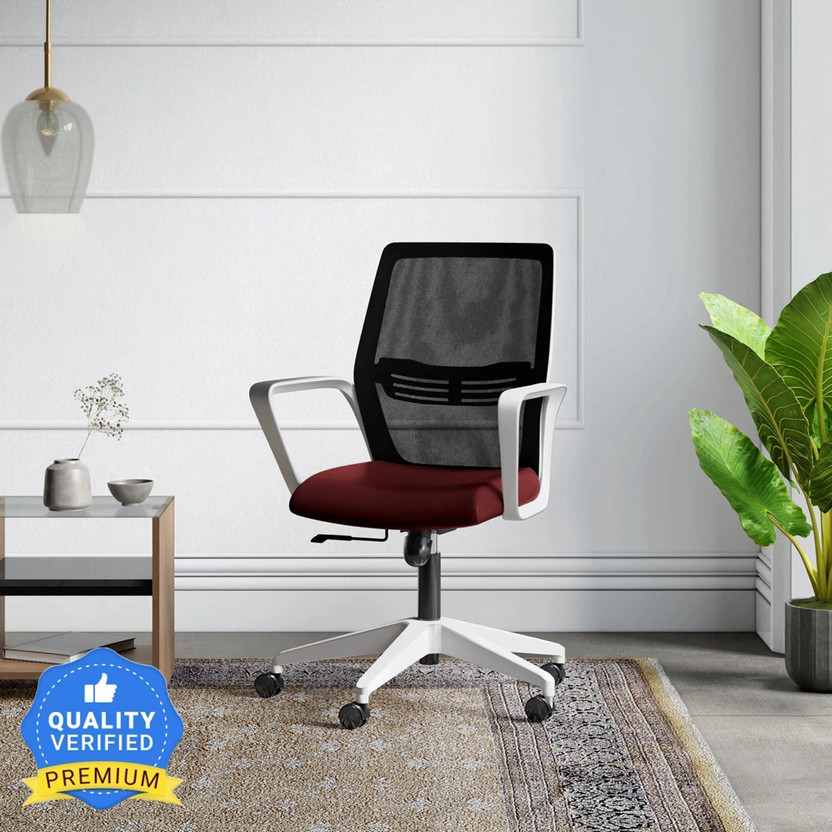 Interio by Godrej Vurv Mid Back Mesh Office Executive Chair(Red, DIY(Do-It-Yourself))