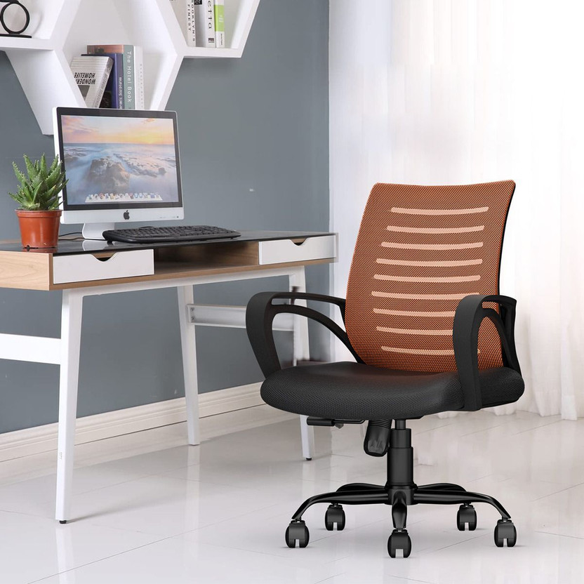 CELLBELL Desire C104 Mid Back Comfortable Fabric Office Executive Chair(Orange, DIY(Do-It-Yourself))