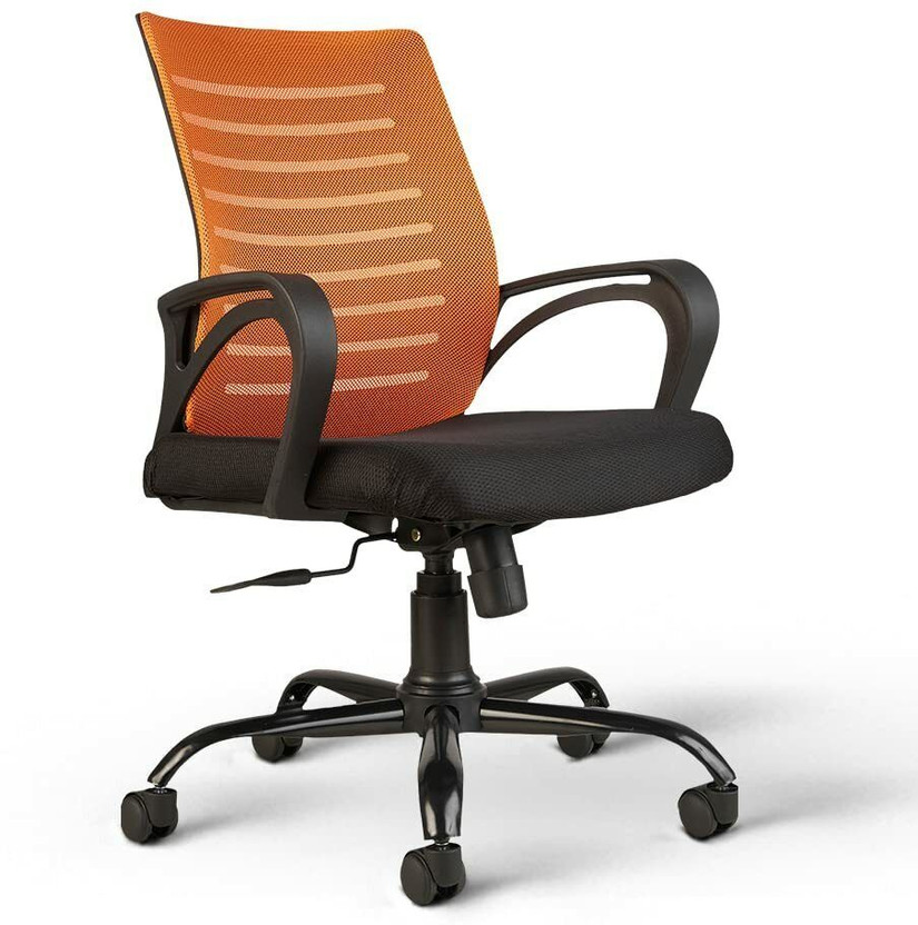 CELLBELL Desire C104 Mid Back Comfortable Fabric Office Executive Chair(Orange, Set of 3, DIY(Do-It-Yourself))