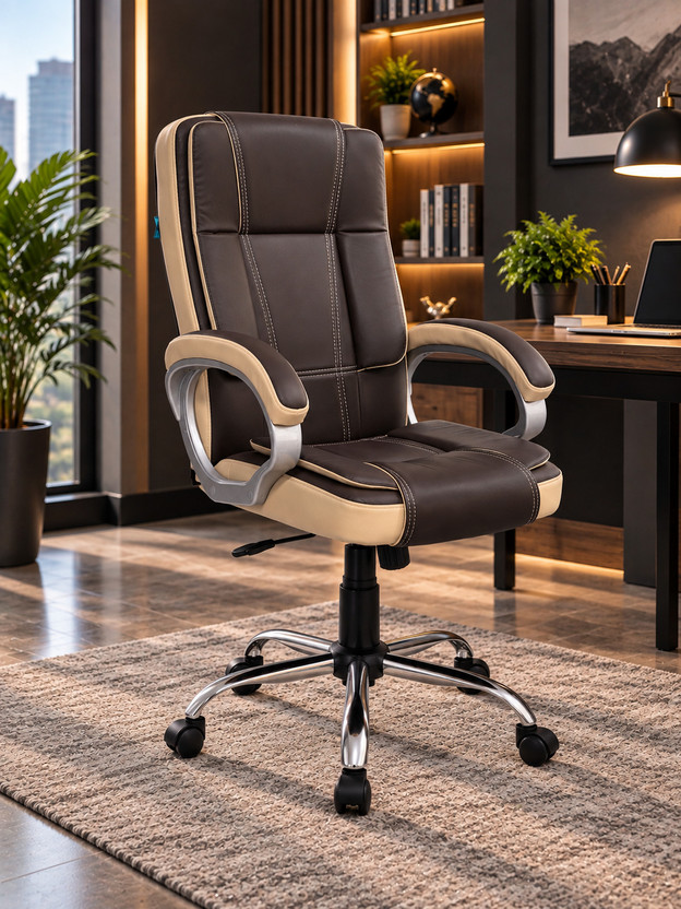 ACTIVA ACTIVA Venture Ergonomic Office Chair| Swivel Chair with Adjustable Height Leatherette Office Adjustable Arm Chair(Coffee & Beige, DIY(Do-It-Yourself)) - Flipkart Deal
