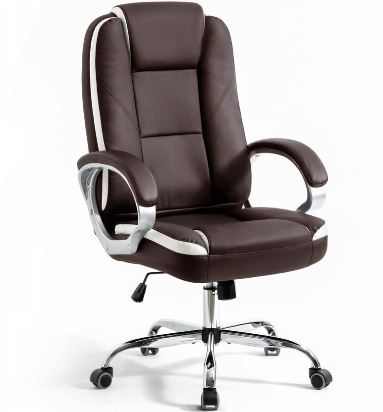 Adiko Adiko White Office chair, Revolving chair Leatherette Office Executive Chair(Brown & White, Optional Installation Available)