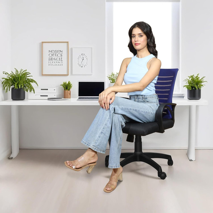 MAESTRO SEATING SYSTEMS Home & Office Mesh Chair with Fixed Handles -Comfortable Desk Chair Office Chair Fabric Office Adjustable Arm Chair(Blue, DIY(Do-It-Yourself))