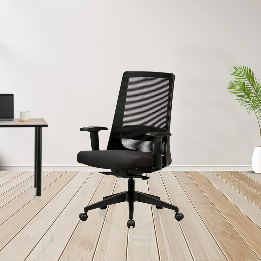 Featherlite Amaze MB Mesh Fabric Office Adjustable Arm Chair(Black, Optional Installation Available)