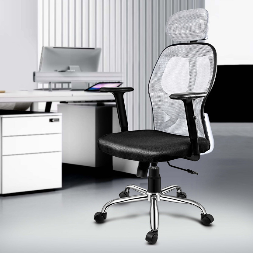 Oakcraft Matrix 3 Year Warranty Ergonomic with Comfortable Pads Ergonomic Mesh Office Adjustable Arm Chair(Grey, Optional Installation Available)