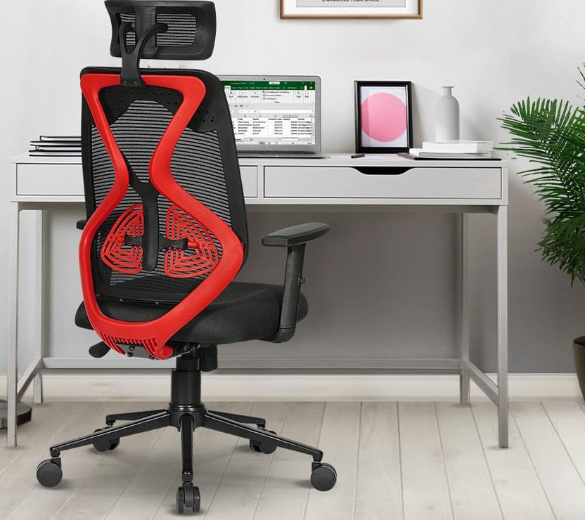 Da URBAN Merlion Red High Back Ergonomic Mesh Office Mesh Office Executive Chair(Red, Optional Installation Available)