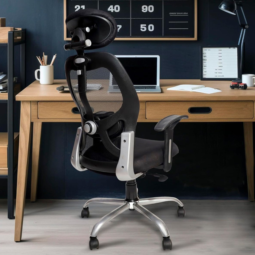 Newturn Newturn Matrix Ergonomic Executive chair with Adjustable headrest Mesh Office Executive Chair(Black, Black, Optional Installation Available) - Flipkart Deal