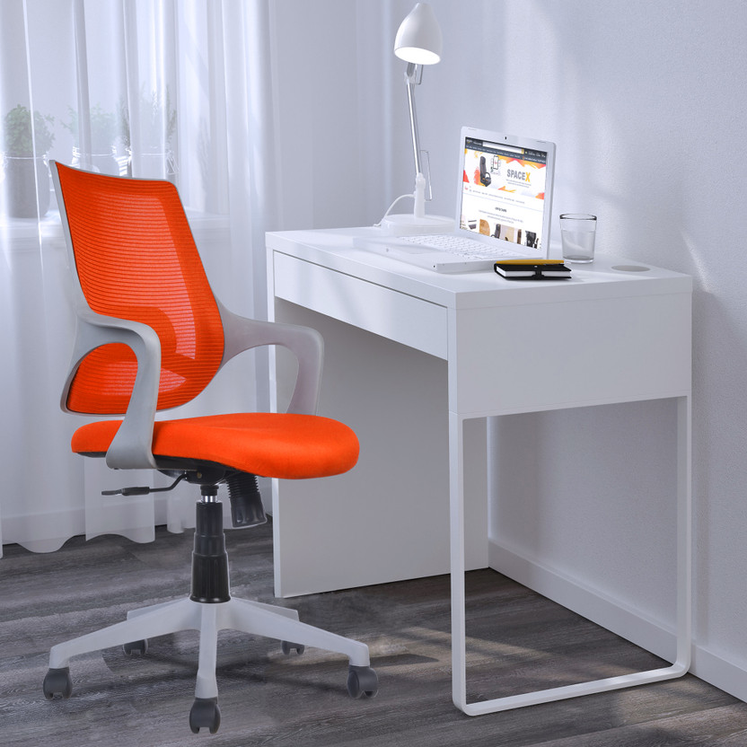 Rose Designer Chairs Mono | 3-Years Warranty Included | Mid-Back Ergonomic Office Chair | Revolving| Mesh Office Arm Chair(Grey, Orange, Optional Installation Available)