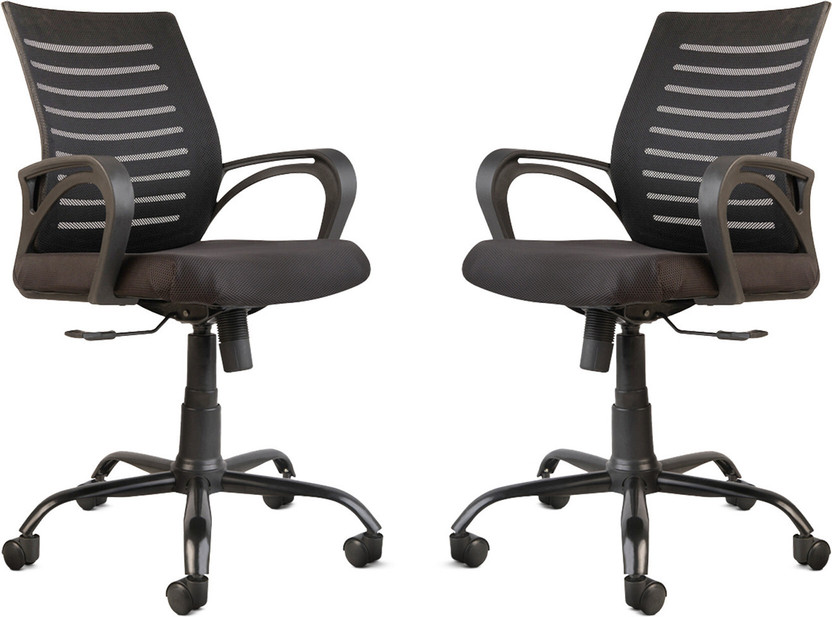 IAFA Diego Mid Back Ergonomic Office Chair Heavy Duty Black Metal Base 2 yr Warranty Mesh Office Arm Chair(Black, Set of 2, Optional Installation Available)