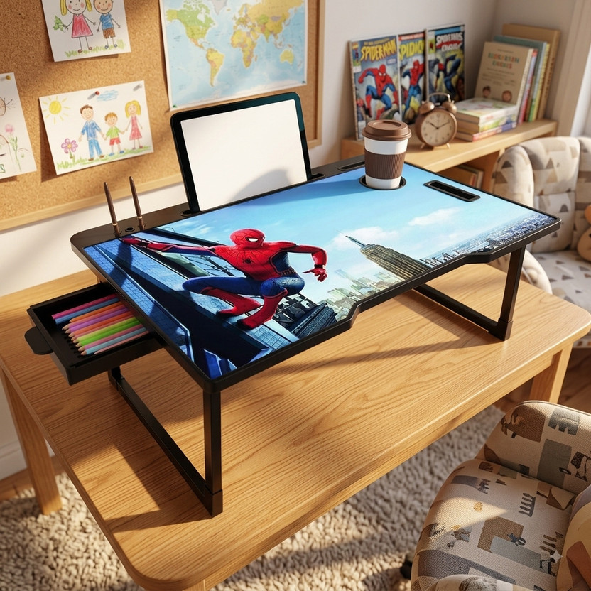 Veryke Modern Wooden Study Table for Home & Office Plastic Study Table(Free Standing, Finish Color - spiderman, Chair Included, Pre-assembled)