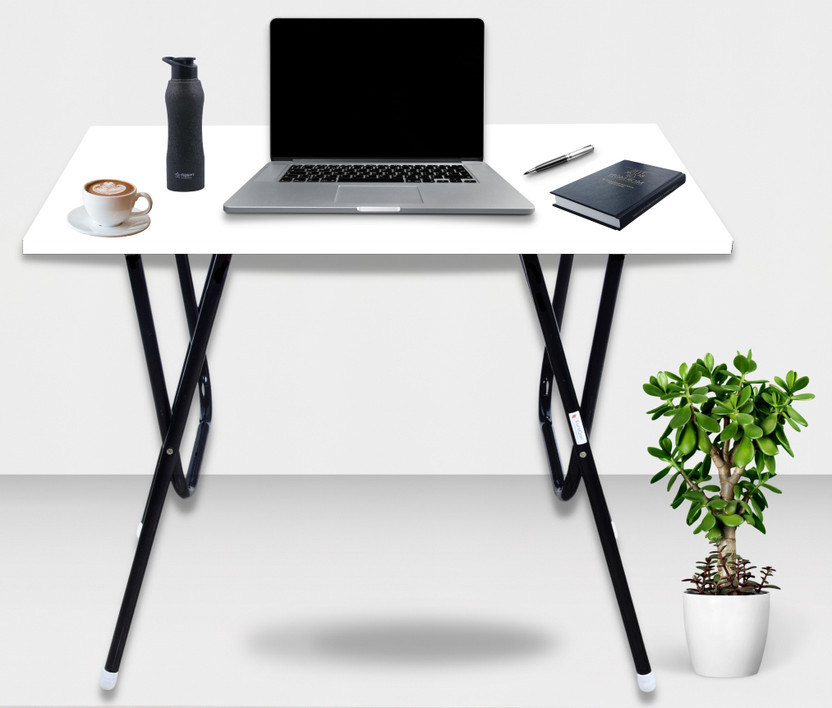 EuroQon Fold Space Saver Foldable Engineered Wood Study Table(Free Standing, Finish Color - White/Ivory, Pre-assembled)