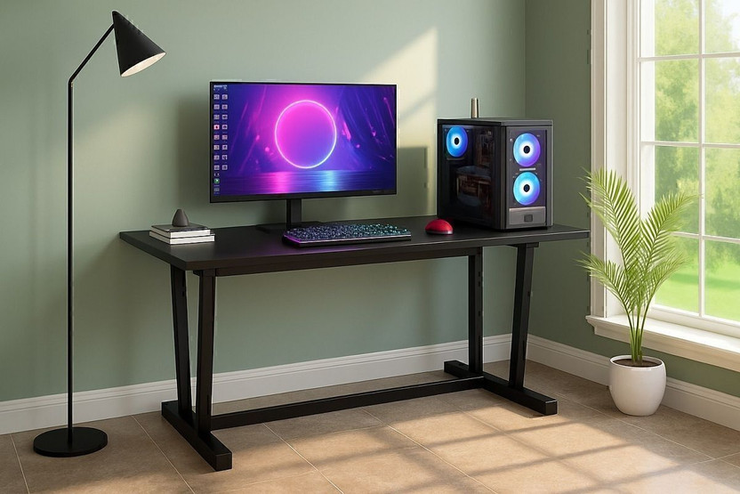 House Of Akasha Study Table for Home Office Desk Large Space Gaming Desk L*110cm B*60cm H*75cm Engineered Wood Multipurpose Table(Free Standing, Finish Color - Black, DIY(Do-It-Yourself))