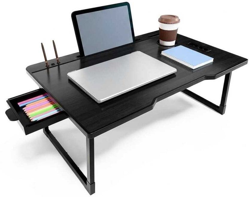 Veryke Modern Wooden Study Table for Home & Office Plastic Study Table(Free Standing, Finish Color - black, Chair Included, Pre-assembled)