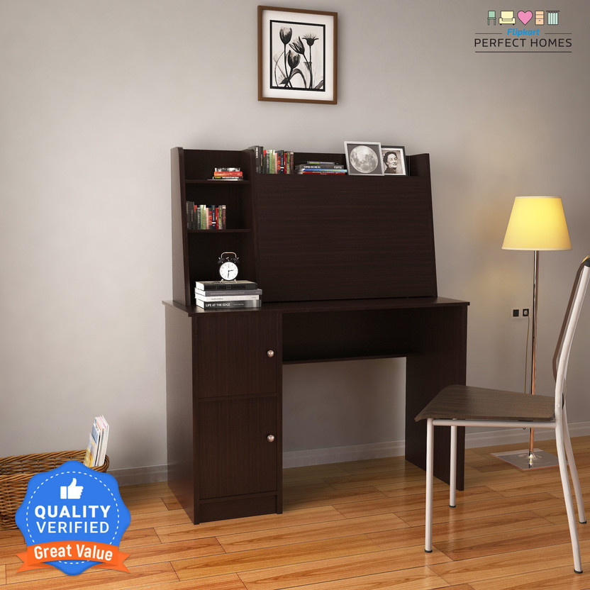 Flipkart Perfect Homes Dalton Engineered Wood Study Table(Free Standing, Finish Color - Chocolate Wenge SIB, Knock Down)