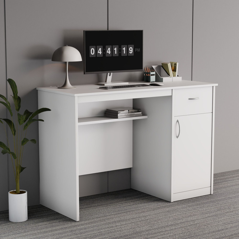 beaatho beAAtho Fusion Work & Study Desk for Home & Office Engineered Wood Multipurpose Table(Free Standing, Finish Color - White, DIY(Do-It-Yourself))