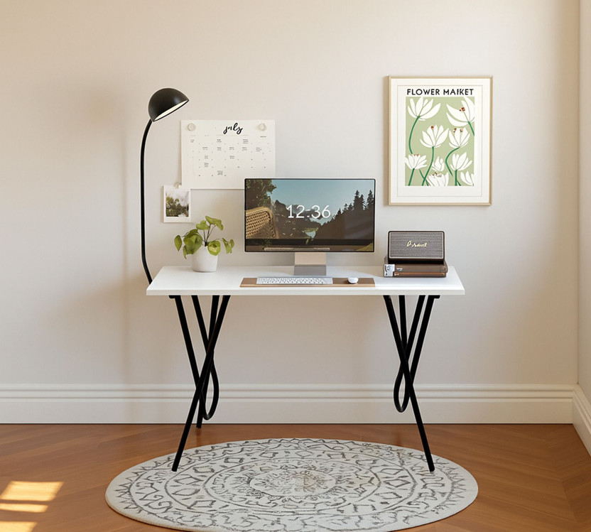 HOMIBOSS Computer foldable table for Home, study, office, laptop ( Size - 90 x 60 CM ) Engineered Wood Multipurpose Table(Free Standing, Finish Color - WHITE, Pre-assembled)