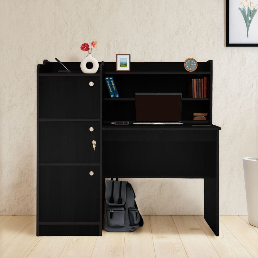 KIK Neo Study Table – Engineered Wood Study table with Storage Engineered Wood Study Table(Free Standing, Finish Color - Wenge, Knock Down)