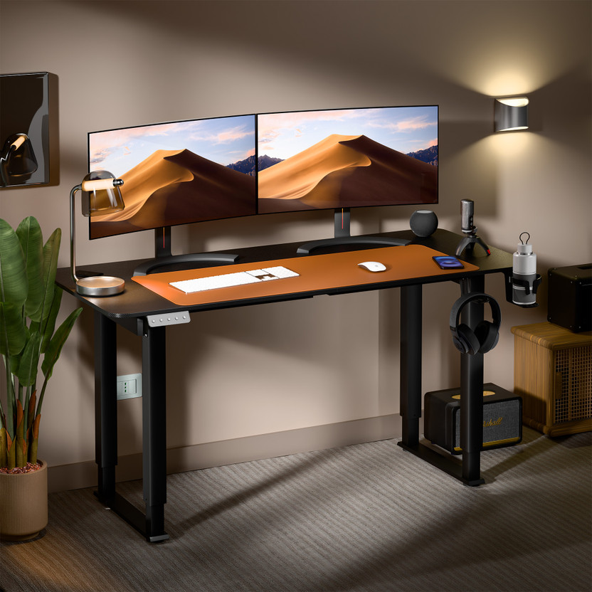 GREEN SOUL Alex Multi-Purpose Electric Height Adjustable Computer Workstation Engineered Wood Office Table(Free Standing, Finish Color - Carbon Black, DIY(Do-It-Yourself))