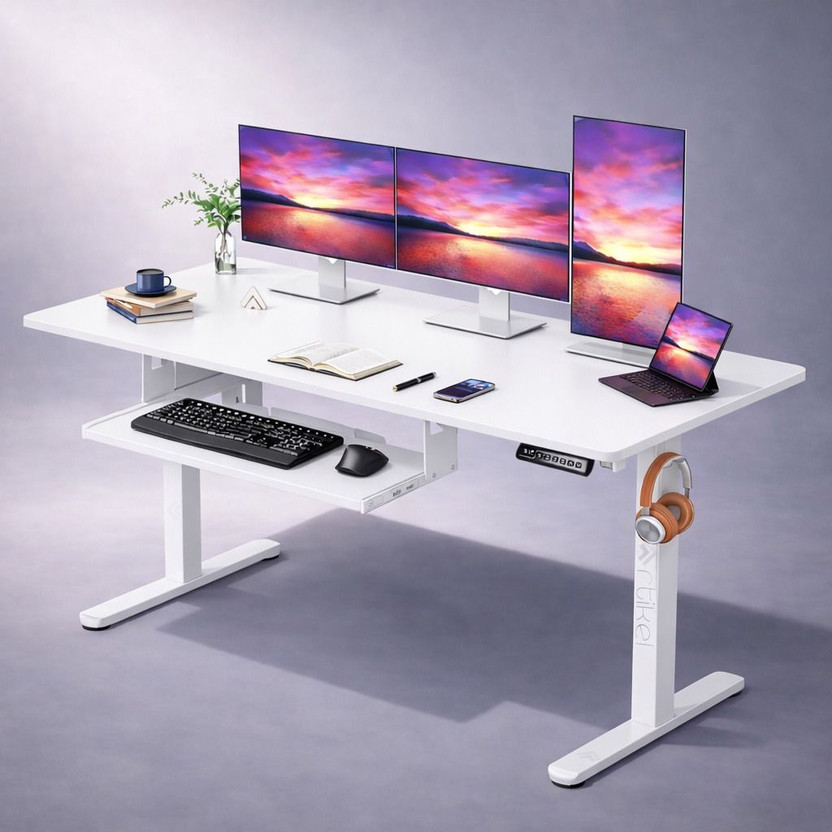 Artikel Artidesk X-Large Electric Height Adjustable Desk 80Kg, 160x75cm with Tray Engineered Wood Office Table(Free Standing, Finish Color - White, DIY(Do-It-Yourself))