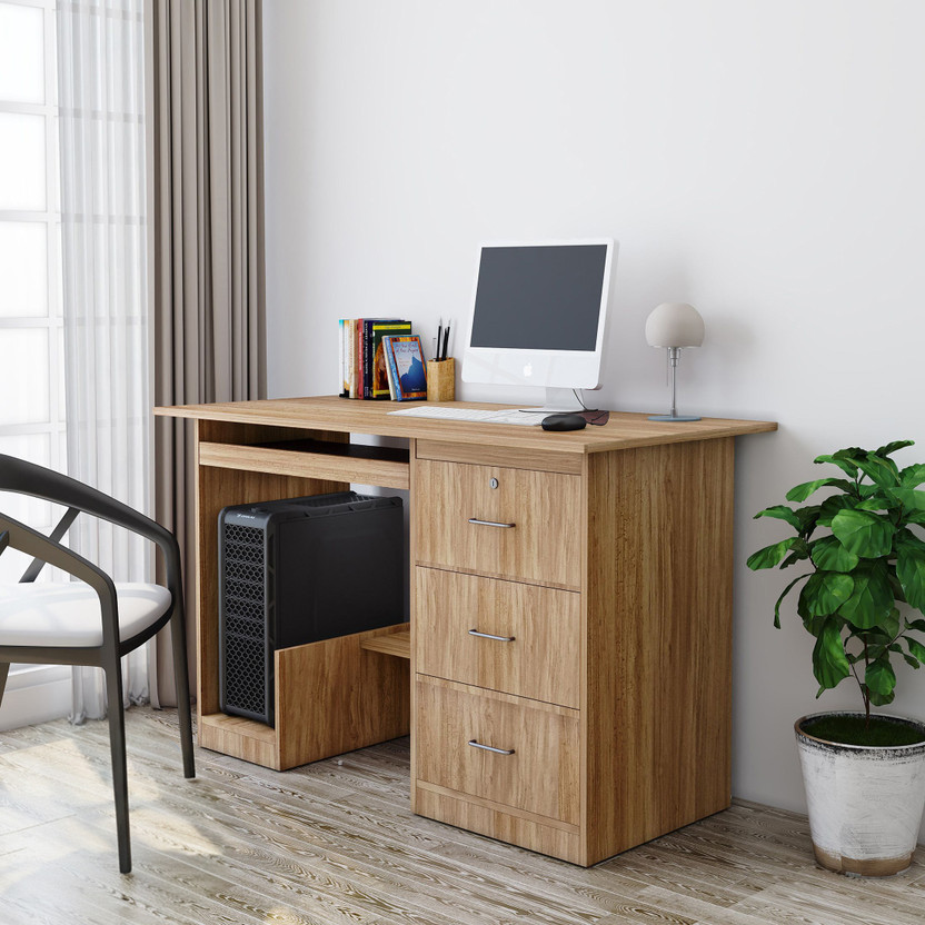 Flipkart Perfect Homes Kira Engineered Wood Study Table(Free Standing, Finish Color - Teak, Knock Down)