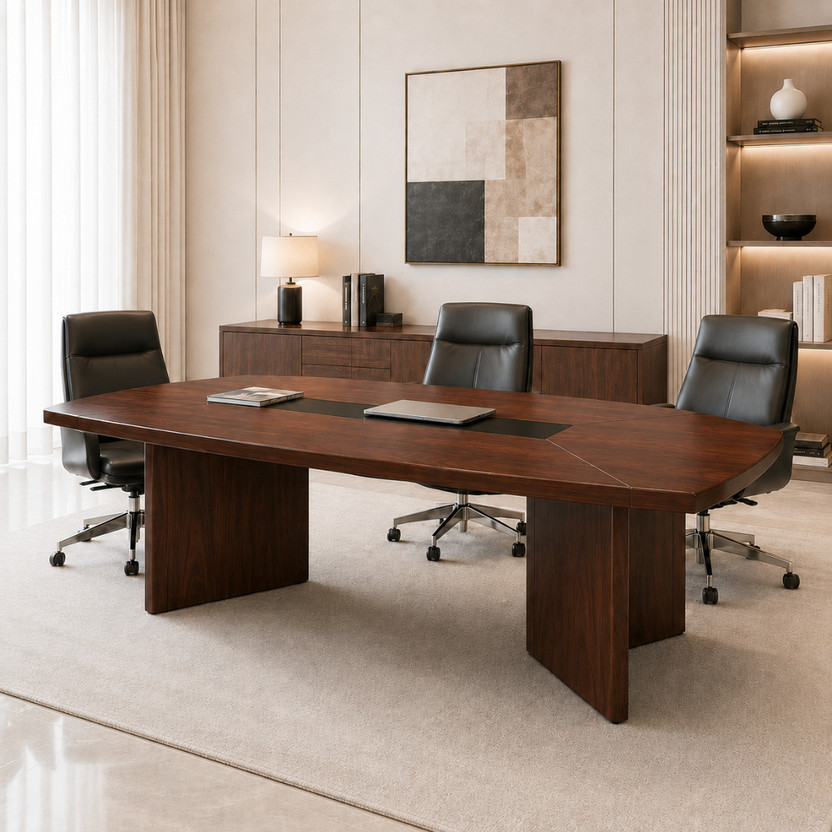 ardasinterior Aureon Boardroom Table | Conference Table Engineered Wood Conference Table(Free Standing, Finish Color - Walnut Brown with Dark Center Panel, Optional Installation Available)