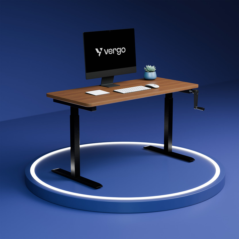 Vergo Vergo Move M1 Manual Standing Desk 1200 x 600, Sit-Stand Height Adjustable Table Engineered Wood Office Table(Free Standing, Finish Color - Oxford Cherry, DIY(Do-It-Yourself))