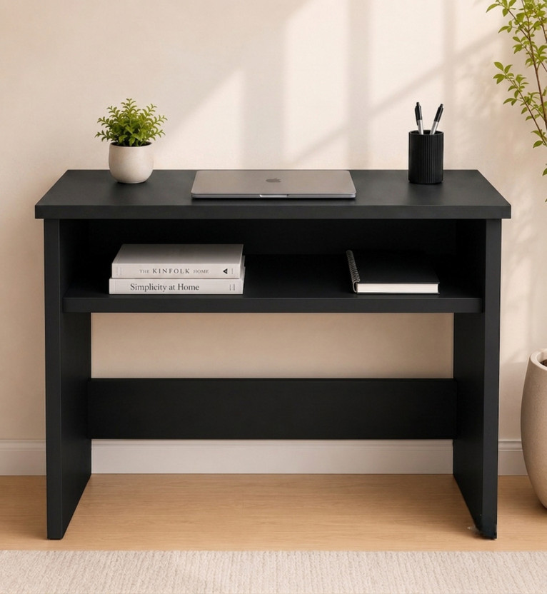 Flipkart Perfect Homes Modern Study Table | Workstation Desk | Office Computer Table with Storage Engineered Wood Study Table(Free Standing, Finish Color - Black, DIY(Do-It-Yourself))