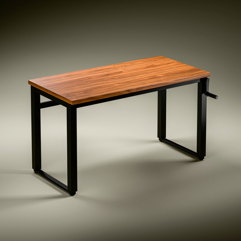 GREEN SOUL Rise Manual Height Adjustable Table|25mm Thick One Piece Top|80 KG Load Capacity Engineered Wood Study Table(Free Standing, Finish Color - Brown, DIY(Do-It-Yourself))