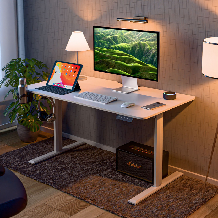 GREEN SOUL Imperium Multi-Purpose Electric Height Adjustable Study Table | Engineered Wood Office Table(Free Standing, Finish Color - White, DIY(Do-It-Yourself))