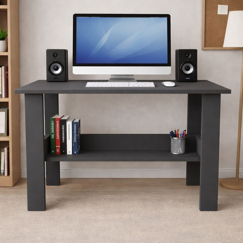 Flipkart Perfect Homes Smart Space Saving Study & Work Desk with Open Shelf Engineered Wood Multipurpose Table(Free Standing, Finish Color - Black, DIY(Do-It-Yourself))