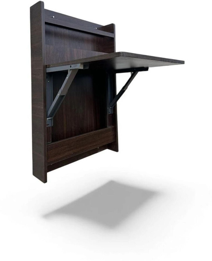 BeechWud Wall Mounted Folding Laptop Desk with Storage Shelf for Home Office Engineered Wood Multipurpose Table(Wall Mounted, Finish Color - Dark brown, DIY(Do-It-Yourself))