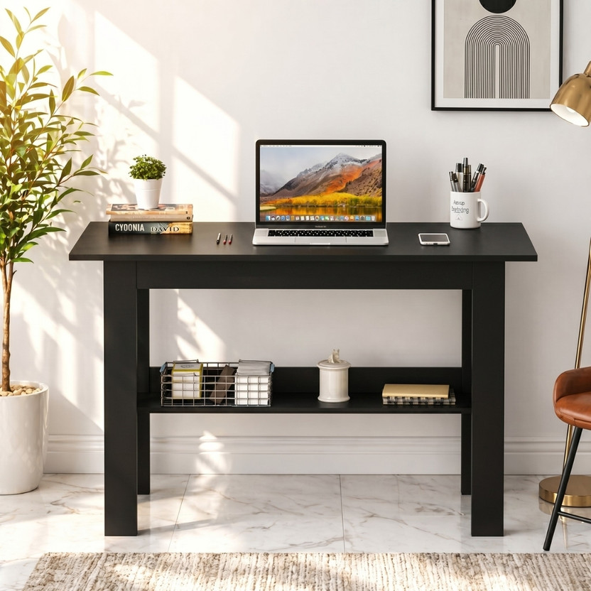 SPYDER HOME DECORE Multipurpose Portable Study Desk, Office Desk, Kids Desk Table Engineered Wood Study Table(Free Standing, Finish Color - Black, DIY(Do-It-Yourself))