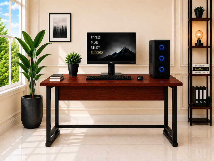 City of Akasha WorkPro Series Engineered Wood Multipurpose Table(Free Standing, Finish Color - Brown Board with Black Metal, DIY(Do-It-Yourself))