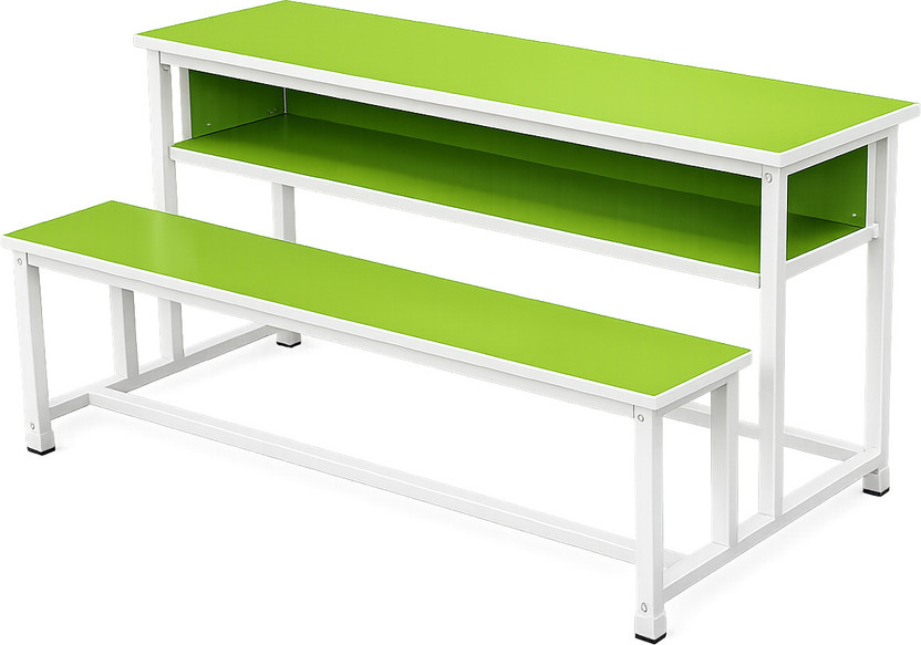 HNT Furniture School Desk Bench Series Engineered Wood Study Table(Free Standing, Finish Color - Green, Chair Included, Knock Down)