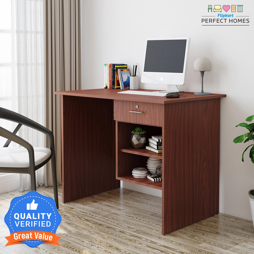 Flipkart Perfect Homes Luna Engineered Wood Study Table(Free Standing, Finish Color - Melamine Walnut SIB, Knock Down)