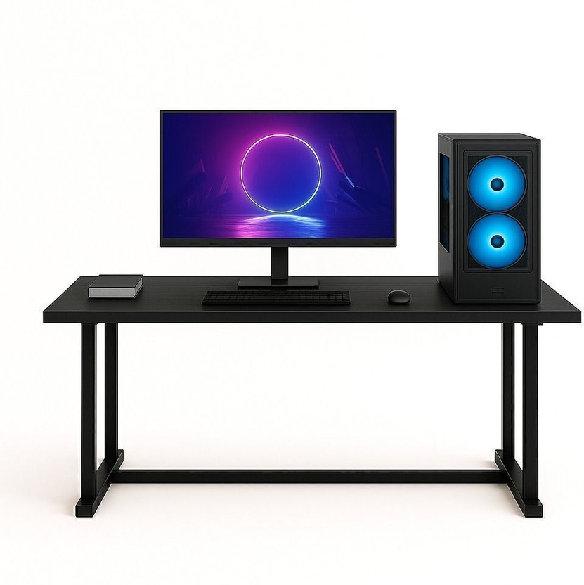 House Of Akasha Study Table for Home Office Desk Large Space Gaming Desk L*110cm B*60cm H*75cm Engineered Wood Multipurpose Table(Free Standing, Finish Color - Black, DIY(Do-It-Yourself))