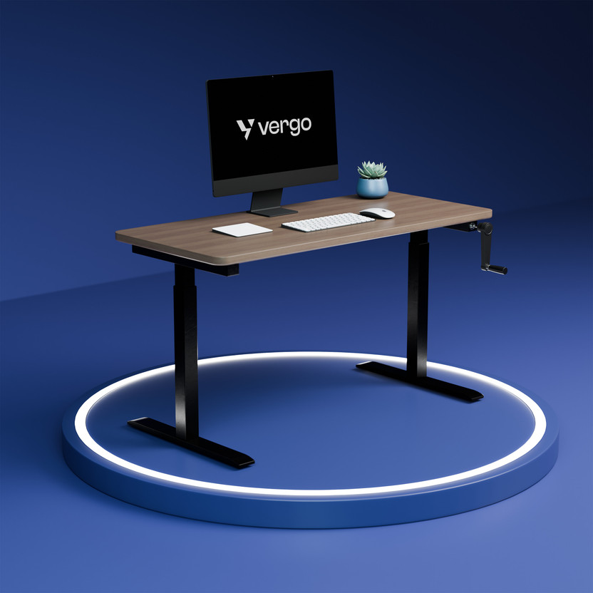 Vergo Vergo Move M1 Manual Standing Desk 1200 x 600, Sit-Stand Height Adjustable Table Engineered Wood Office Table(Free Standing, Finish Color - Teak, DIY(Do-It-Yourself))