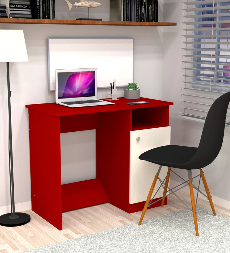 SPECIALITY PANELS Reading Writing Multipurpose Table Desk with storage Termite resistance Engineered Wood Study Table(Free Standing, Finish Color - Red & White, DIY(Do-It-Yourself))