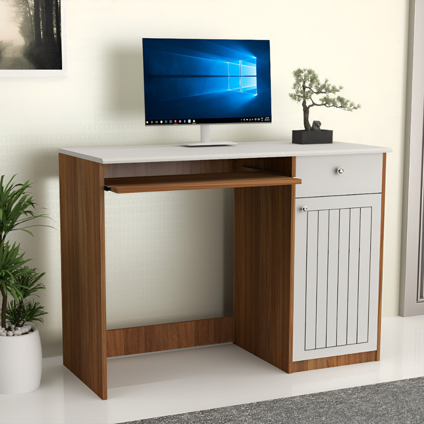 neuspace Amber without Hutch Engineered Wood Study Table(Free Standing, Finish Color - Leon Teak and White, Knock Down)