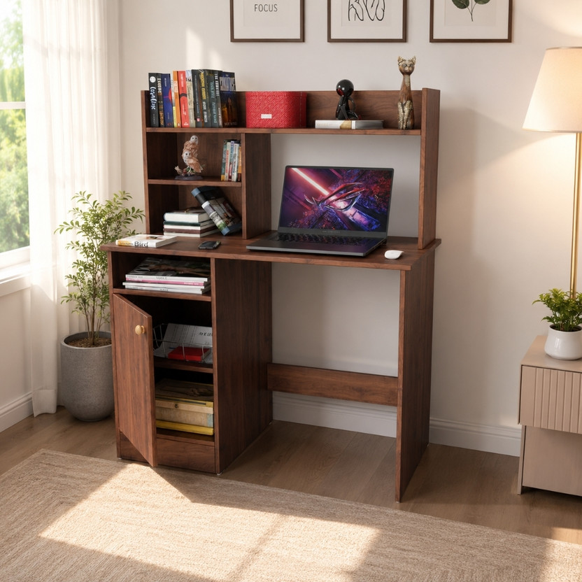 Flipkart Flipkart Perfect Homes Study Table with Storage Cabinet | Modern Office Desk | Computer Work Table Engineered Wood Study Table(Free Standing, Finish Color - Brown, DIY(Do-It-Yourself)) - Flipkart Deal