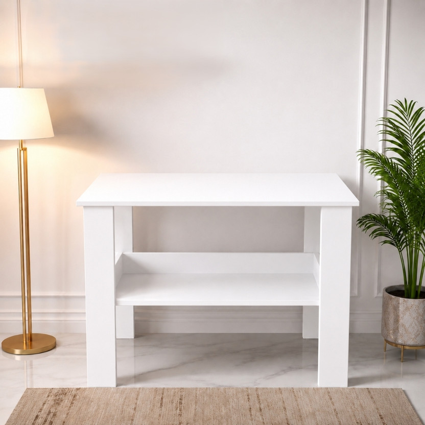 Flipkart Perfect Homes Modern Study Table | Workstation Desk | Office Computer Table with Storage Engineered Wood Study Table(Free Standing, Finish Color - White, DIY(Do-It-Yourself))