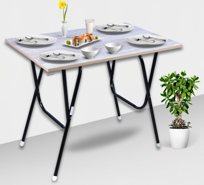 EuroQon Space Saver Foldable Imported Engineered Wood 4 Seater Dining Table(Finish Color - Coachwood, Pre-assembled)