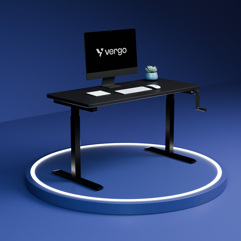 Vergo Vergo Move M1 Manual Standing Desk 1200 x 600, Sit-Stand Height Adjustable Table Engineered Wood Office Table(Free Standing, Finish Color - Black, DIY(Do-It-Yourself))