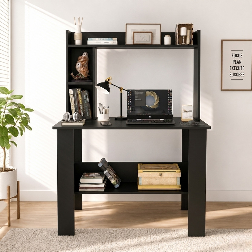 SPYDER HOME DECORE Multipurpose Portable Study Desk, Office Desk, Kids Desk Table Engineered Wood Study Table(Free Standing, Finish Color - Black, DIY(Do-It-Yourself))