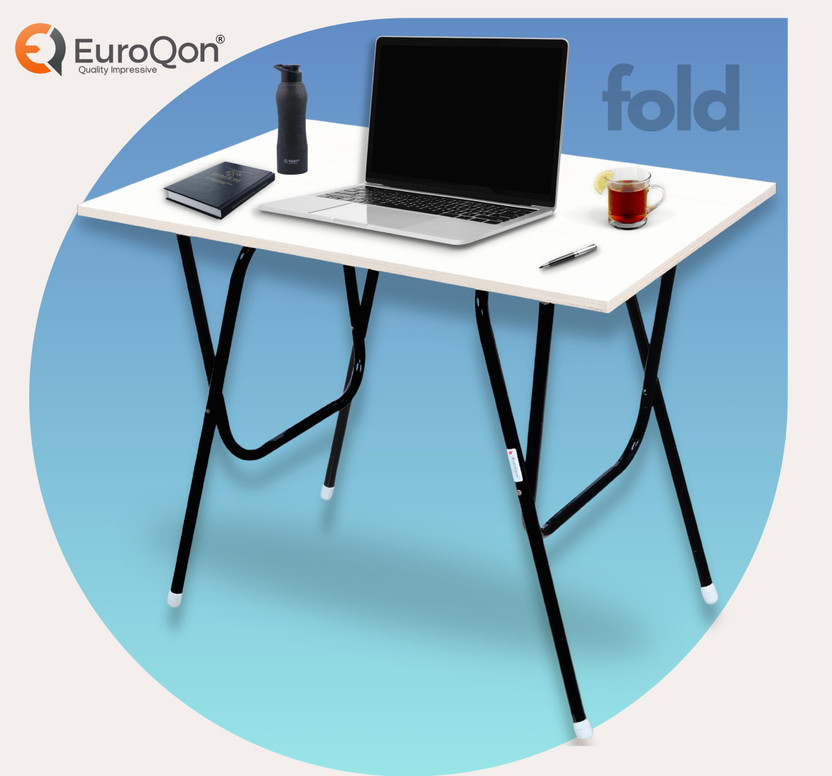 EuroQon Space Saver Foldable Engineered Wood Study Table(Free Standing, Finish Color - White, Pre-assembled)