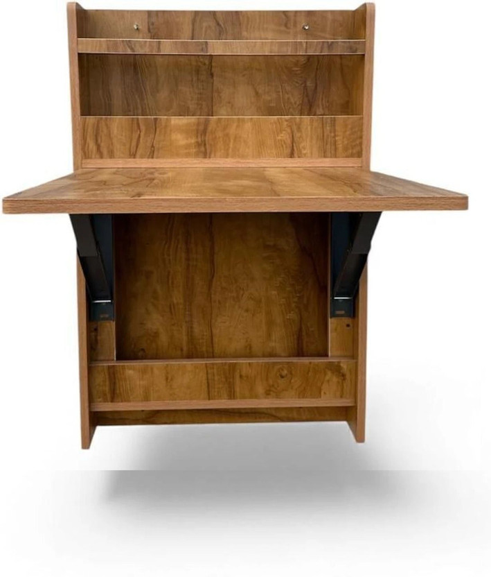 BeechWud Wall Mounted Folding Laptop Desk with Storage Shelf for Home Office Engineered Wood Multipurpose Table(Wall Mounted, Finish Color - TAN, DIY(Do-It-Yourself))