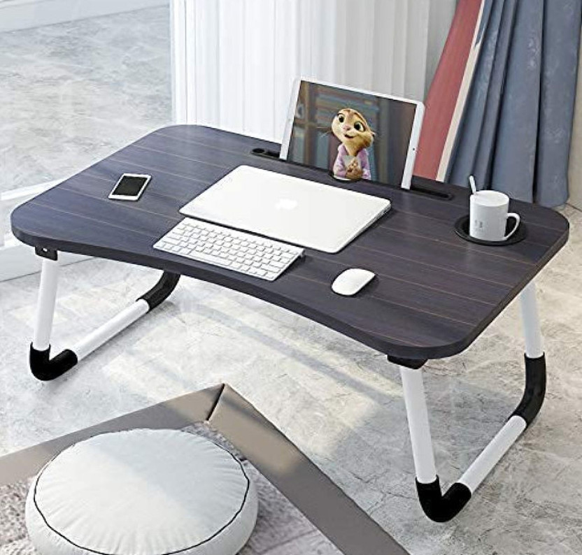 Elysiara Wood Portable Laptop Table(Finish Color - black, Pre Assembled)