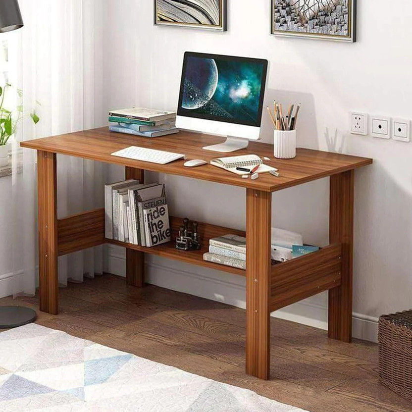 LUKZER Office & Study Table (ST-004) Oak Brown Engineered Wood Study Table(Free Standing, Finish Color - Brown, DIY(Do-It-Yourself))