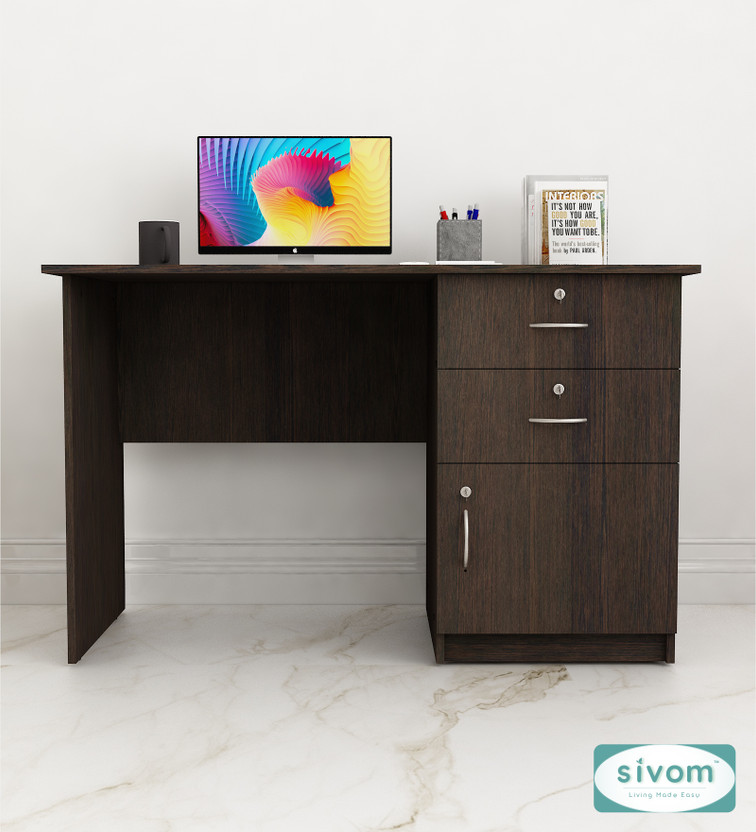 SIVOM Prism Multipurpose Study/Home/Office Table Engineered Wood Study Table(Free Standing, Finish Color - Dark Wenge, Knock Down)